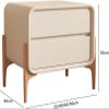 Modern Nightstand with 2 Drawers End Tables,Solid Wood Wooden Feet Side Tables and Leather Bedside Table,for Bedroom Simple End Side Table Night Stand Bedroom Cabinet(50x40x50cm(20x16x20inch), Beige) view 3
