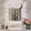 Amorho 28"x 36" LED Bathroom Mirror with Black Frame, Front Light and Backlit(Controlled Separately), Stepless Dimmable, Anti-Fog, Shatter-Proof, 3 Colors, Memory view 1