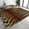 Abstract Fashion Leopard Print Art Rug, Luxury Gold Geometry Area Rug, Non-SLI Easy Clean Thin Low Pile Washable Mat for Living Room Bedroom Kitchen Entryway Hallway Hotel 3x5ft view 1