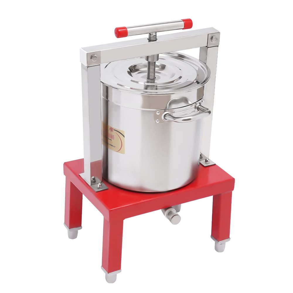 Fruit Wine Press 3.5 Gallon Stainless Steel Fruit Wine Press 100% Nature Juice Making Manual Juice Maker Apple Grape Berry Vegetables Crusher Olive Oil Cider Wine Making Press Machine