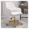 WIGSELBL Rolling Swivel Desk Chair Upholstered Accent Armchair Stylish Comfy Vanity Chair with Wheels,Adjustable Modern Home Office Chair for Living Room (Color : White) view 1