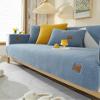 Huierxun Thick Fuzzy Sherpa Fleece Sofa Cover Super Soft Plush Sectional Couch Cover Anti-Slip Sofa Slipcovers Furniture Protector for Dogs Cats Pet (Blue,36"x82") view 4