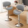 Aowos Bar Stools, Adjustable Swivel Leather Bar Stools for Kitchen Island, Mid Century Modern Counter Height Bar Chairs Barstools with Back & Footrest (Grey 1PCS) view 2