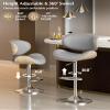 Aowos Bar Stools, Adjustable Swivel Leather Bar Stools for Kitchen Island, Mid Century Modern Counter Height Bar Chairs Barstools with Back & Footrest (Grey 1PCS) view 4