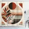 Ambesonne Monstera Shower Curtain, Abstract Dance of Earthy and Neutral Colors Mid Century Boho Olive Leaves, Cloth Fabric Bathroom Decor Set with Hooks, 69" W x 84" L, Redbrown Dusk Black view 3