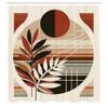 Ambesonne Monstera Shower Curtain, Abstract Dance of Earthy and Neutral Colors Mid Century Boho Olive Leaves, Cloth Fabric Bathroom Decor Set with Hooks, 69" W x 84" L, Redbrown Dusk Black view 4