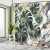 Ambesonne Monstera Shower Curtain, Marble Background and Leaves Print a Whispers' Call Nature Flora and Stone, Cloth Fabric Bathroom Decor Set with Hooks, 69" W x 84" L, Dark Green Dimgray view 2