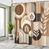 Ambesonne Monstera Shower Curtain, Boho Abstract Mid Century Style Imagination Adventure Coffee and Earth, Cloth Fabric Bathroom Decor Set with Hooks, 69" W x 84" L, Dark Cocoa Pale Brown view 2