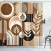 Ambesonne Monstera Shower Curtain, Boho Abstract Mid Century Style Imagination Adventure Coffee and Earth, Cloth Fabric Bathroom Decor Set with Hooks, 69" W x 84" L, Dark Cocoa Pale Brown view 3
