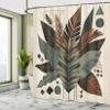Ambesonne Monstera Shower Curtain, Boho Abstract Tropical Leaves in Coffee and Neutral Tones Modern, Cloth Fabric Bathroom Decor Set with Hooks, 69" W x 75" L, Evergreen Sage Green Fawn view 2