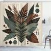 Ambesonne Monstera Shower Curtain, Boho Abstract Tropical Leaves in Coffee and Neutral Tones Modern, Cloth Fabric Bathroom Decor Set with Hooks, 69" W x 75" L, Evergreen Sage Green Fawn view 3