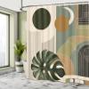 Ambesonne Monstera Shower Curtain, Moon and Nature Abstract Mid Century Boho Style Vertical Lines, Cloth Fabric Bathroom Decor Set with Hooks, 69" W x 84" L, Beige Evergreen and Sepia view 2