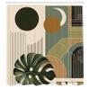 Ambesonne Monstera Shower Curtain, Moon and Nature Abstract Mid Century Boho Style Vertical Lines, Cloth Fabric Bathroom Decor Set with Hooks, 69" W x 84" L, Beige Evergreen and Sepia view 4