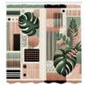 Ambesonne Monstera Shower Curtain, Abstract Mid Century Style Boho Leaves Lines and Geometric Forms, Cloth Fabric Bathroom Decor Set with Hooks, 69" W x 70" L, Evergreen Pale Rust Brown view 4