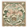 Ambesonne Nautical Shower Curtain, Folk Art Style Marine Composition of Storm Waves Ship and Ornaments, Cloth Fabric Bathroom Decor Set with Hooks, 69" W x 75" L, Blush Cadet Blue and Ecru view 4