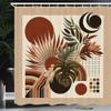 Ambesonne Monstera Shower Curtain, Spicy and Neutral Colors in an Abstract Boho Mid Century Style Leaves, Cloth Fabric Bathroom Decor Set with Hooks, 69" W x 70" L, Redwood Beige and Black view 1