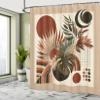 Ambesonne Monstera Shower Curtain, Spicy and Neutral Colors in an Abstract Boho Mid Century Style Leaves, Cloth Fabric Bathroom Decor Set with Hooks, 69" W x 70" L, Redwood Beige and Black view 2