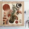 Ambesonne Monstera Shower Curtain, Spicy and Neutral Colors in an Abstract Boho Mid Century Style Leaves, Cloth Fabric Bathroom Decor Set with Hooks, 69" W x 70" L, Redwood Beige and Black view 3