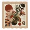 Ambesonne Monstera Shower Curtain, Spicy and Neutral Colors in an Abstract Boho Mid Century Style Leaves, Cloth Fabric Bathroom Decor Set with Hooks, 69" W x 70" L, Redwood Beige and Black view 4