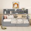 XD Designs Twin Size Daybed, Wood Daybed Frame with Bedside Storage Shelf and 2 Drawers, No Box Spring Needed (Grey-at) view 1