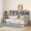 XD Designs Twin Size Daybed, Wood Daybed Frame with Bedside Storage Shelf and 2 Drawers, No Box Spring Needed (Grey-at) view 3