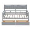 XD Designs Twin Size Daybed, Wood Daybed Frame with Bedside Storage Shelf and 2 Drawers, No Box Spring Needed (Grey-at) view 4
