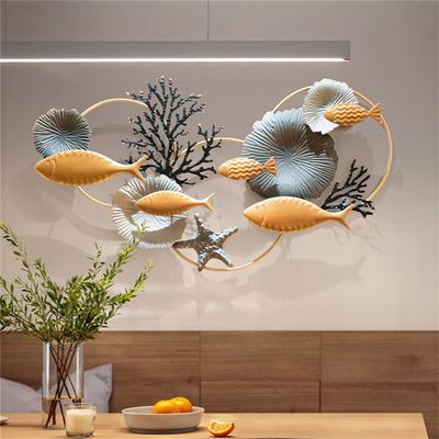CunTo Metal Wall Art School of Fish Wall Art Modern Metal Art Work Decor Metal Fish Decor Nautical Style Wall Decor for Home Bedroom Office