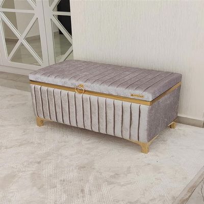 Single Velvet Coating Elegant Dowry Chest,Bridal Material Box,Engagement and Wedding Gifts, Keepsake Boxes (Grey)