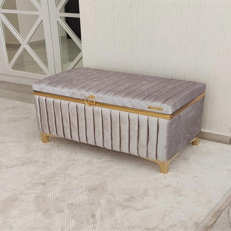 Single Velvet Coating Elegant Dowry Chest,Bridal Material Box,Engagement and Wedding Gifts, Keepsake Boxes (Grey)