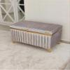 Single Velvet Coating Elegant Dowry Chest,Bridal Material Box,Engagement and Wedding Gifts, Keepsake Boxes (Grey) view 1