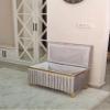 Single Velvet Coating Elegant Dowry Chest,Bridal Material Box,Engagement and Wedding Gifts, Keepsake Boxes (Grey) view 4