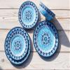 Abode Homewares Blue Fontana 12-Piece Melamine Dinnerware Set, 4 Dinner Plates, 4 Salad Plates, 4 Bowls, Dishwasher Safe, Durable view 2