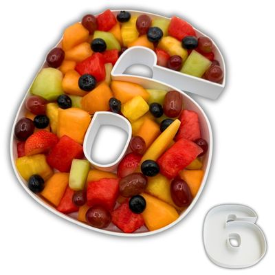 Hard Plastic Reusable Fillable Letters Numbers Serving Trays for Party Decoration (6, White)