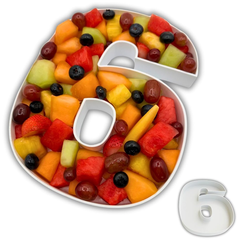 Hard Plastic Reusable Fillable Letters Numbers Serving Trays for Party Decoration (6, White)