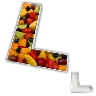 Hard Plastic Reusable Fillable Letters Numbers Serving Trays for Party Decoration (L, White)