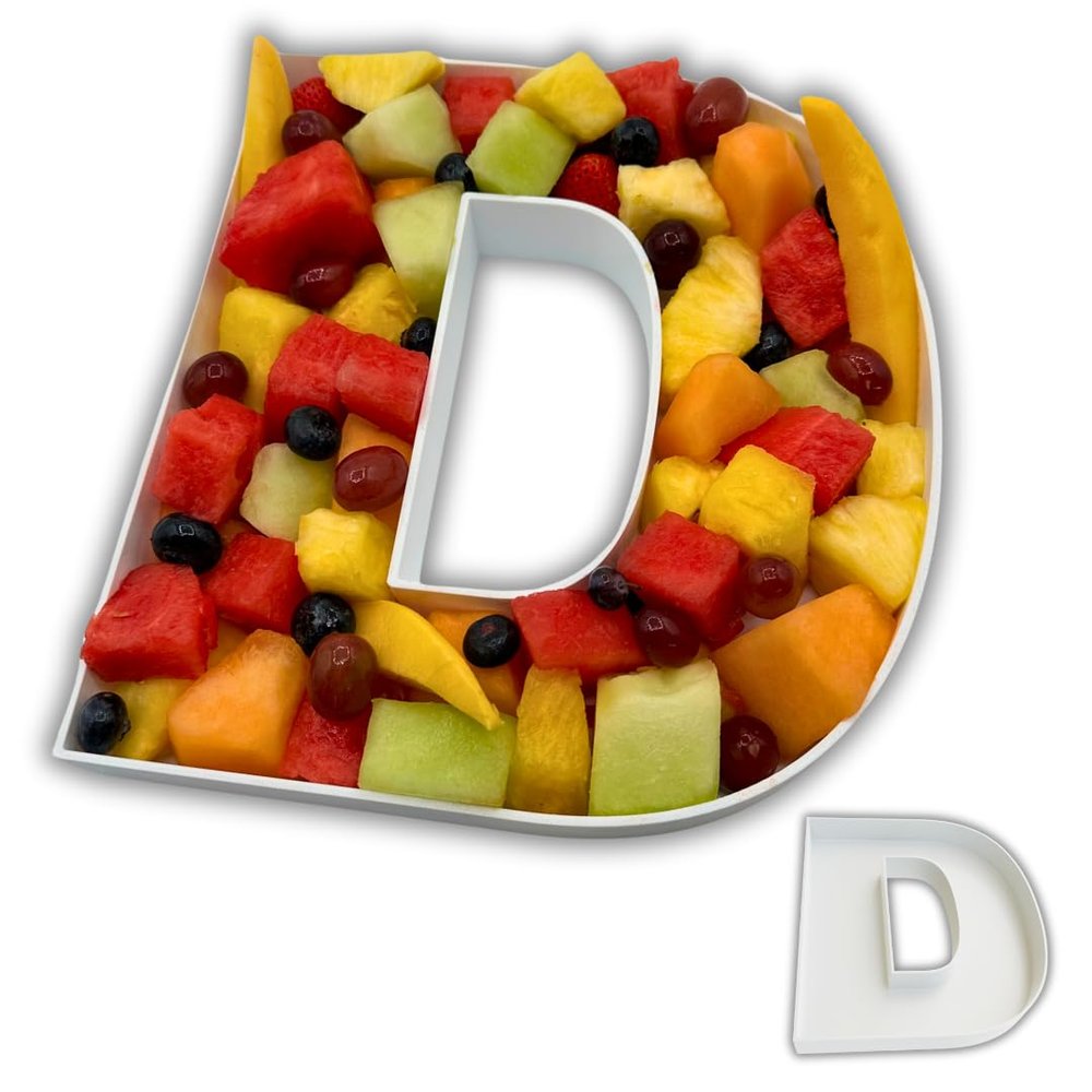 Hard Plastic Reusable Fillable Letters Numbers Serving Trays for Party Decoration (D, White)