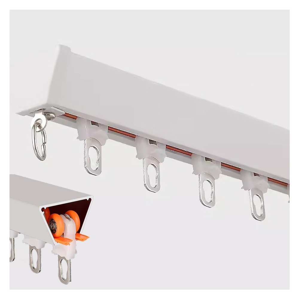 3ft 4ft 7ft 8ft 9ft 10ft 12ft 13ft 16ft 20ft 25ft Custom Curtain Track Seamless, Camper/RVs/Shower Room Separation Curtain Rail Set, Ceiling V Shape Aluminum Straight Rail (Color : White, Size : 4.5