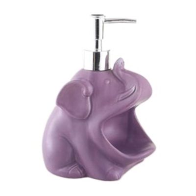 GLigeT Hand Soap Dispenser Elephant Shaped Soap Dispenser, Solid Color Soap Pump, Ceramic Soap Bottle for Dish Soap Bath Shampoo and More (600 Ml/20.29 Oz) Soap Dispensor (Color : Purple)