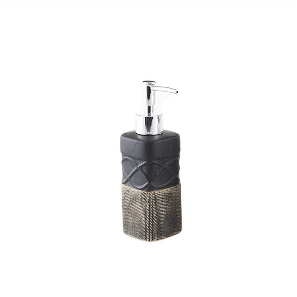 GLigeT Hand Soap Dispenser Ceramic Soap Dispenser for Lotion Bathroom Kitchen Dishwashing Soap Frosted Soap Pump Empty Bottle with Pump (White Brown Black) Soap Dispensor (Color : Black)
