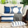 OTOSTAR Outdoor Decorative Pillow Covers Waterproof Garden Throw Pillow Covers 12x20 Inch Cushion Case Geometry Pillowcases Pillows Shell for Patio Furniture Couch Tent Balcony Pack of 4 (Navy Blue) view 2
