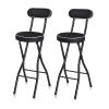2Pcs Adults Folding Bar Stools, Round Stools with Backrest, Tall Chair for Camping/Office/Living Room/Bathroom/Garden (Color : Black, Size : Seat Height 70cm (27.5inch)) view 1