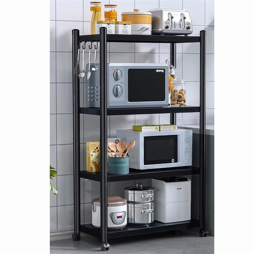 HONGKEFIT Kitchen Storage Shelves, Adjustable Metal Shelves for Storage Pantry Shelves with Rolling Wheels, Storage Rack Shelving Unit Organizer for Bedroom Laundry Closet (Size : 60x40x120cm)