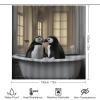 SOPIYRIO 4-Piece Cute Penguin Shower Curtain Set, Fun Animal Print Bathroom Decor Includes Shower Curtain, Bath Mats & Toilet Lid Cover, Bathroom Set view 2