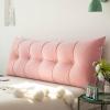 Topjia Headboard Wedge Pillow Bed Rest Reading Pillow,Large Triangular Bolster Pillows,Velvet Back Cushion for Headboard Backrest Positioning Support Queen King with Removable Cover(31in, Pink A) view 1