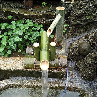 UNbit Bamboo Fountain Kit, Water Feature with Pump Zen Decor, Indoor/Outdoor Garden Statue Ornaments Ornaments Fountain (Size : 30cm/11.8in)