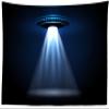 CORFOTO 117x78 Inch UFO Tapestry Flying Saucer Isolated from Beam Wall Hanging for Science Fiction Planet Alien Spacecraft Alien Invasion City Kids Party Decor Living Room Bedroom Dorm Decor view 1