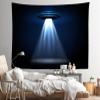 CORFOTO 117x78 Inch UFO Tapestry Flying Saucer Isolated from Beam Wall Hanging for Science Fiction Planet Alien Spacecraft Alien Invasion City Kids Party Decor Living Room Bedroom Dorm Decor view 3