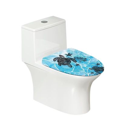 Babrukda Blue Sea Turtle Print Toilet Seat Cushion with Elastic Edge Stay in Place for Bathroom Standard Oblong and Elongated Toilet Lid, Decorative Accessories