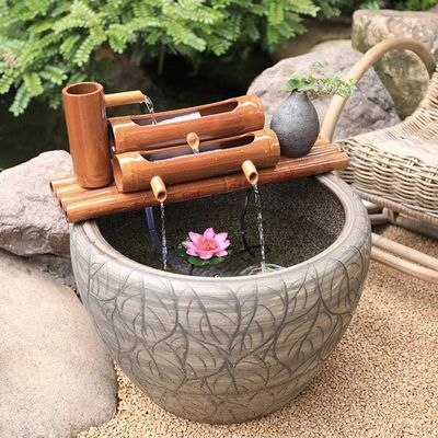UNbit Bamboo Fountain Water Feature Garden Fountain Pump Sculptures Statues Home Decoration Arts Crafts Decor for Waterfall Outdoor Japanese Garden Feature,80cm,Indoor Fountains and Waterfalls Tableto