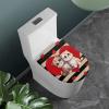Babrukda Valentines Day Kitten Print Toilet Cushion Lid Cover with Elastic Edge Washable Standard Round Oblong Toilet Seat Pad Cover, Non-slip Bathroom Accessories view 2